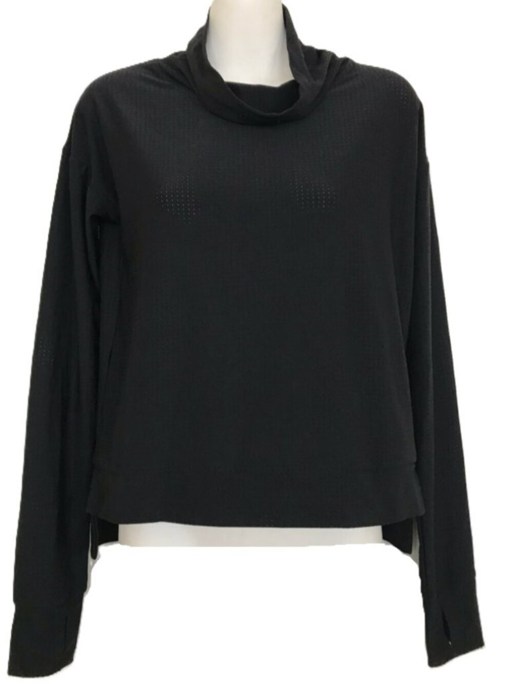 MPG Black Funnel Neck Athletic Long Sleeve Top Athletic Mesh Women's Medium